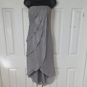David's Bridal Strapless Gray Dress